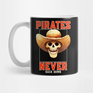 Pirates Never Back Down Skull Mug